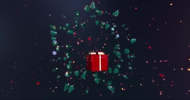 Animação Looping Ano Novo Árvores Natal Rotativas Dispostas Forma Círculo — Vídeo de Stock