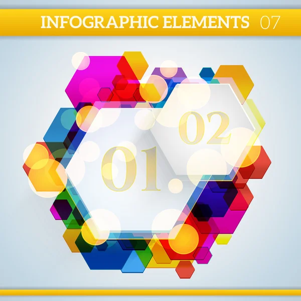 Info grafische zeshoekige papier elementen op abstracte kleurrijke hexag — Stockvector