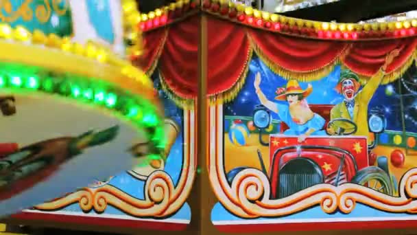 Carrousel luna park — Stockvideo