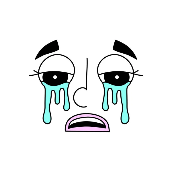 Gråter Tecknad Emoji Isolerad Vitt Gråtande Ansiktsuttryck Comic Karaktär Ledsen — Stock vektor