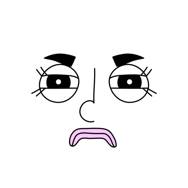 Emoji Cartone Animato Arrabbiato Isolato Bianco Doodle Espressione Facciale Aggressiva — Vettoriale Stock