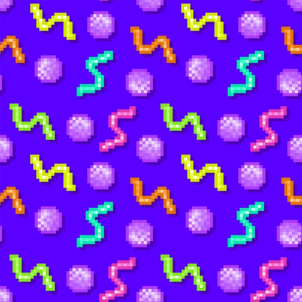 Φουτουριστικό Γεωμετρικό 80S 90S Στυλ Pixel Τέχνη Αδιάλειπτη Μοτίβο Bit — Διανυσματικό Αρχείο