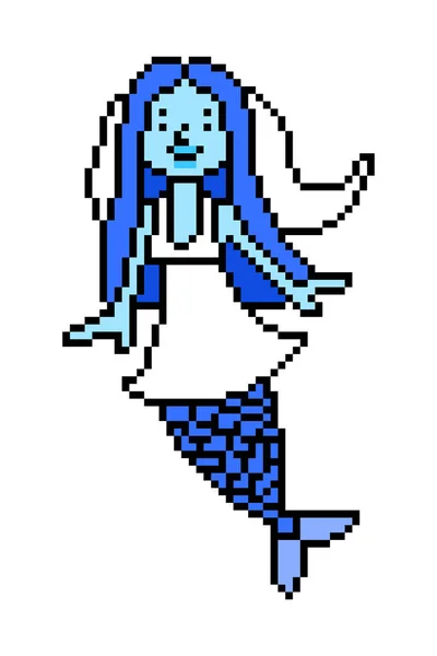 Pixel Art Sirène Mariée Jour Mariage Fille Personnage Isolé Sur — Image vectorielle