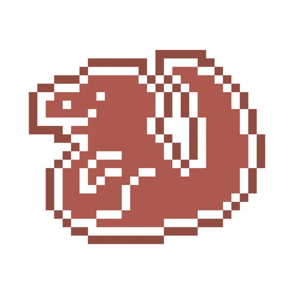 Пиксельное Искусство Пряничное Печенье Динозавра Украшены Белой Сахарной Глазурью Бит — стоковый вектор