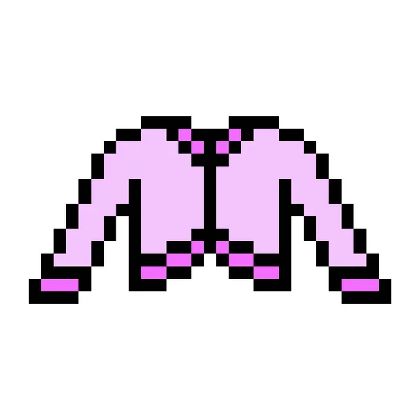 粉红夹克的像素艺术符号 独立于白色背景 儿童的时尚 时髦的孩子服装图标 女人的毛衣 旧式复古90年代 80年代8位老虎机 电子游戏图形 — 图库矢量图片