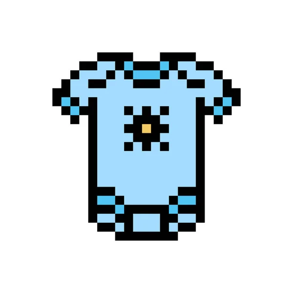 Pixel Art Azul Bodysuit Infantil Com Símbolo Sol Isolado Fundo — Vetor de Stock