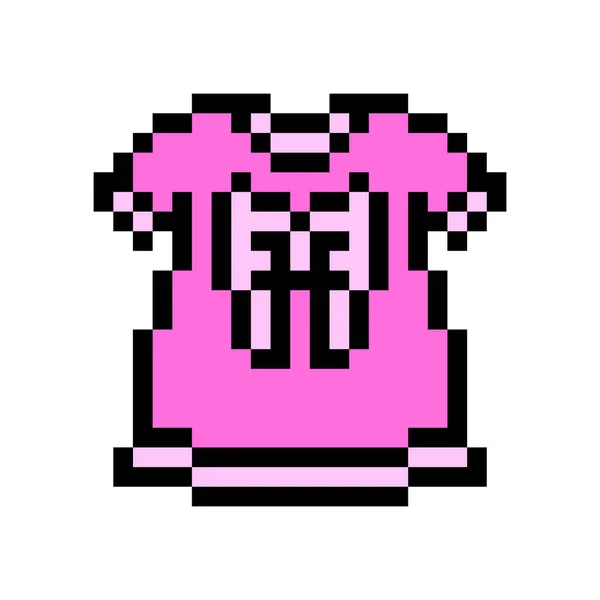 Pixel Art Symbole Robe Rose Des Petites Filles Isolées Sur — Image vectorielle