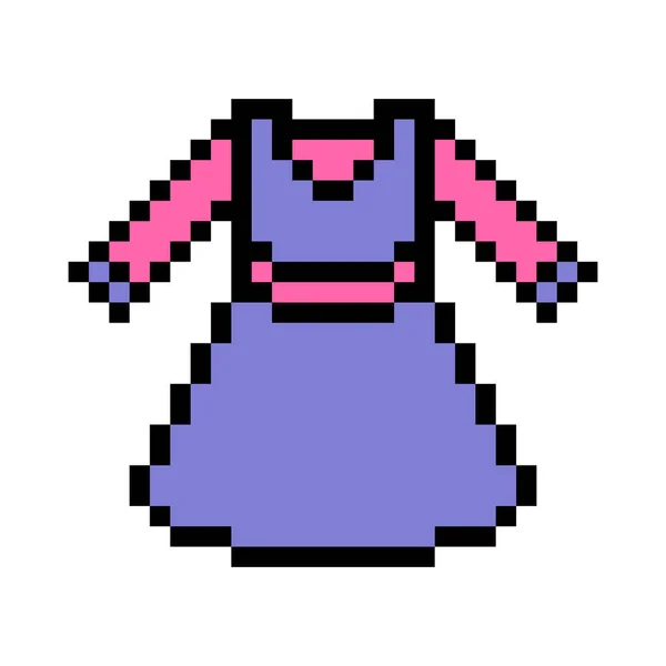 Pixel Art Symbole Robe Des Petites Filles Isolées Sur Fond — Image vectorielle