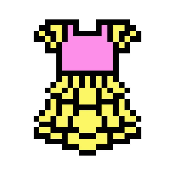 Pixel Arte Símbolo Rosa Amarillo Vestido Niña Aislado Sobre Fondo — Vector de stock