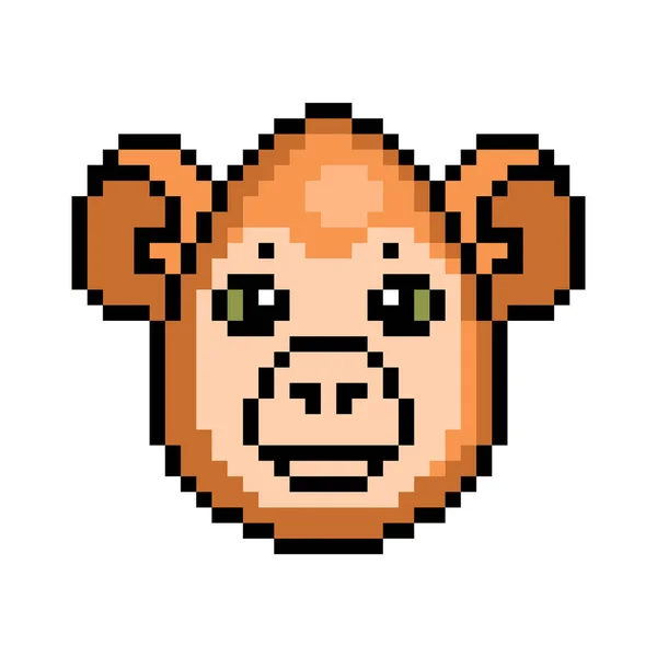 Roztomilé Pixel Umění Velikonoční Vejce Zdobené Jako Opice Bit Ikona — Stockový vektor