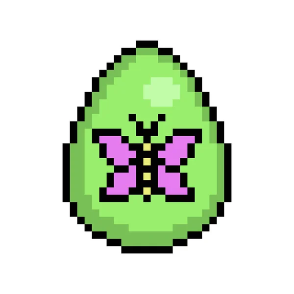 Paskalya Yumurtası Yeşile Boyanmış Pembe Kelebek Sembolü Ile Süslenmiş Bit — Stok Vektör