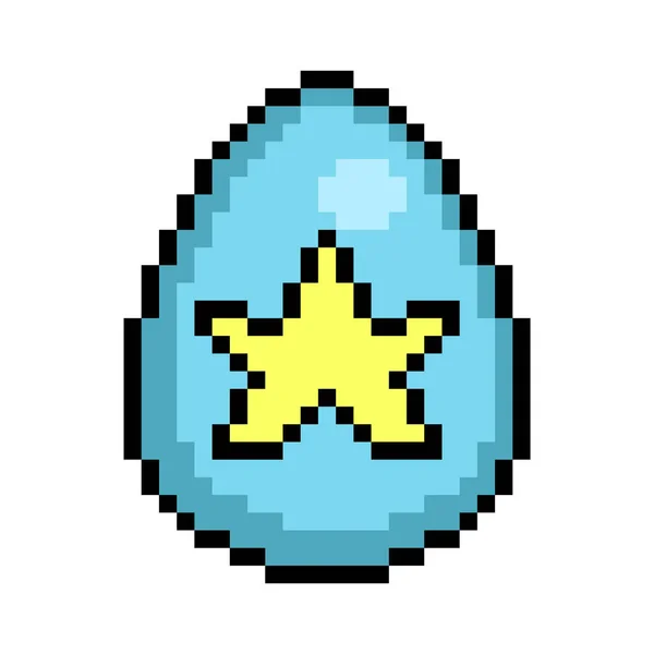 Пасхальное Яйцо Окрашенное Синий Цвет Украшенное Символом Желтой Звезды Битная — стоковый вектор