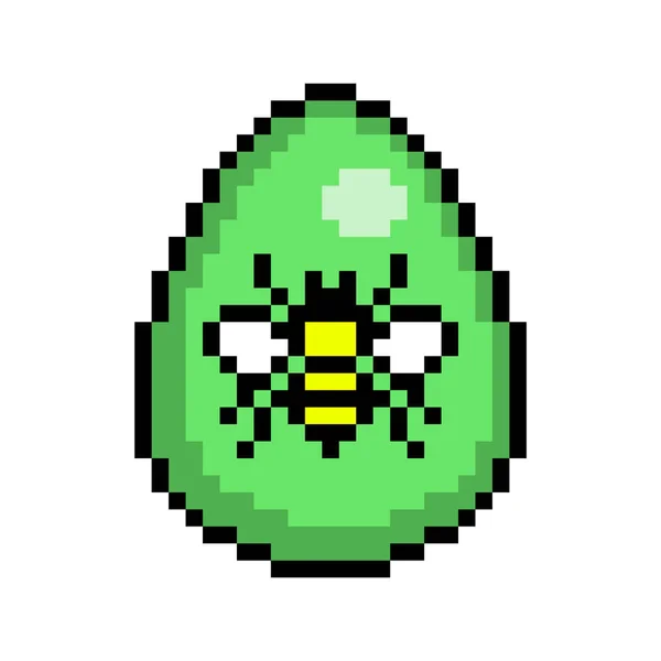 Paskalya Yumurtası Yeşile Boyanmış Arı Çıkartması Ile Süslenmiş Beyaz Arka — Stok Vektör