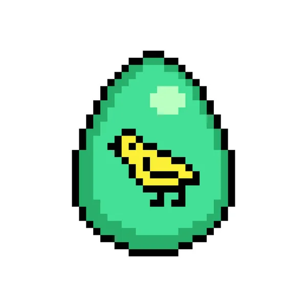 Paskalya Yumurtası Yeşile Boyanmış Sarı Civciv Çıkartması Ile Süslenmiş Bit — Stok Vektör