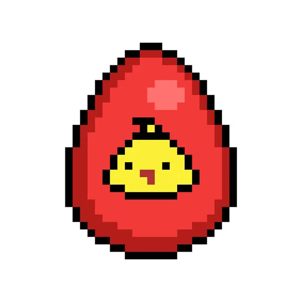 Paskalya Yumurtası Kırmızıya Boyanmış Sarı Bir Civciv Kafası Etiketi Ile — Stok Vektör