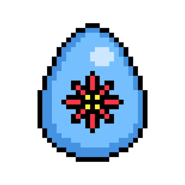 Paskalya Yumurtası Maviye Boyanmış Kırmızı Çiçek Etiketi Ile Süslenmiş Bit — Stok Vektör
