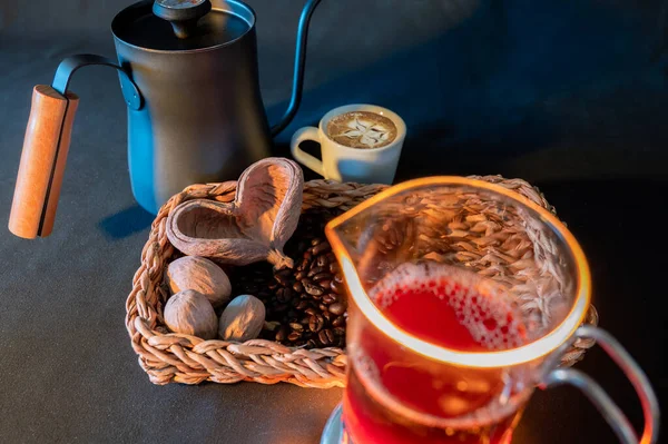 Coffee set, coffee beans and french press