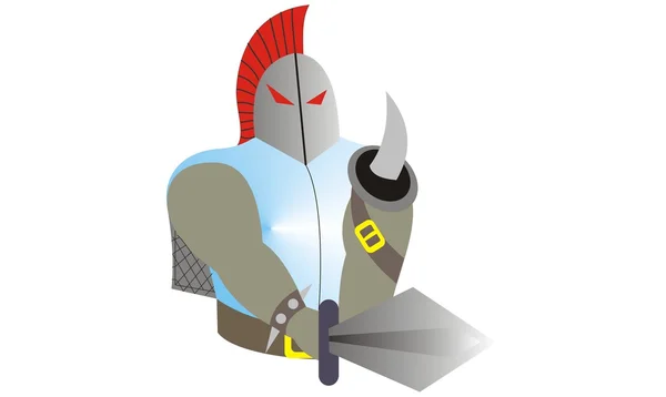 Caballero postapocalíptico sosteniendo una espada — Vector de stock