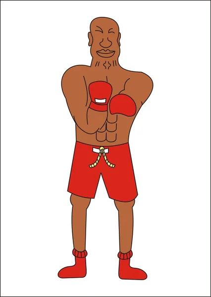 Cartoon schwarzer Mann Boxer — Stockvektor