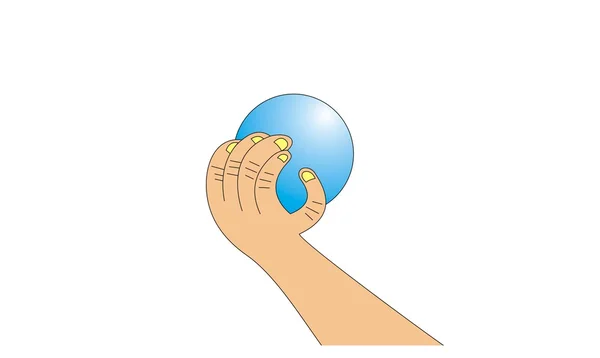 Mão dos desenhos animados segurando uma bola mágica — Vetor de Stock
