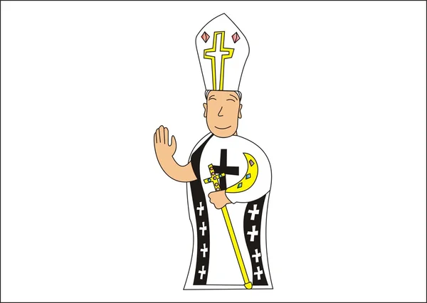 Caricatura Papa haciendo un gesto de mano — Vector de stock