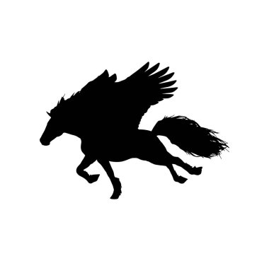 Pegasus atı beyaz üzerine