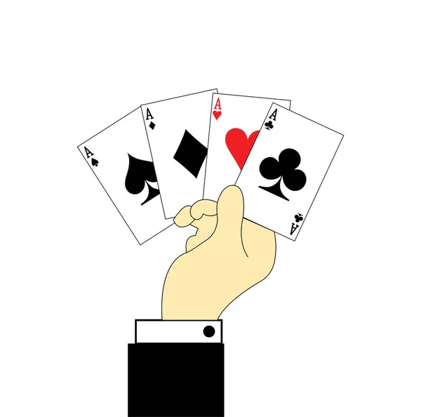 Mano Sosteniendo Cartas Blanco — Vector de stock