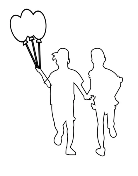 Barn Med Ballonger Vitt — Stock vektor