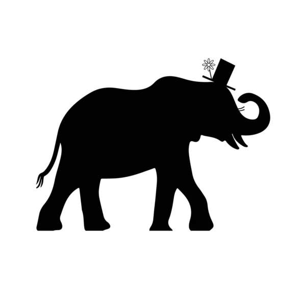 Elefante Silueta Negro — Vector de stock