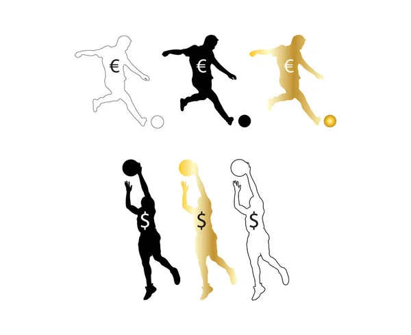 Joueurs Soccer Basket Ball — Image vectorielle