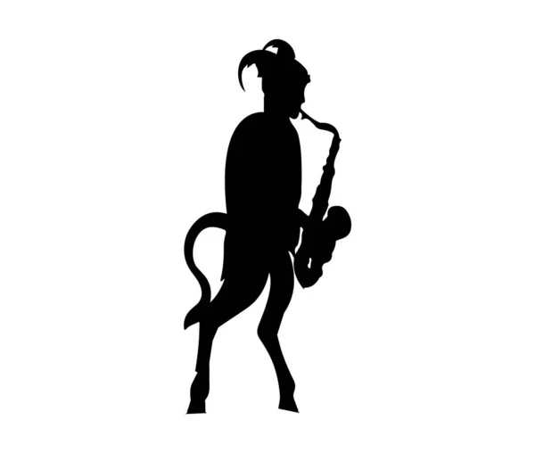 Satyr Gra Saksofonie Białym — Wektor stockowy