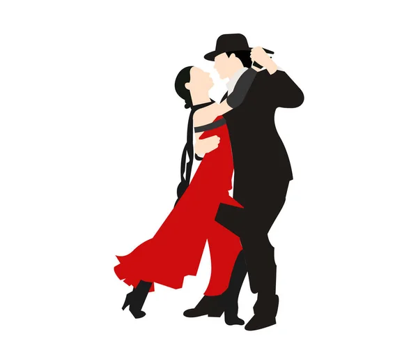 Två Tango Dansare Vit — Stock vektor