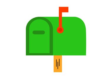 green mailbox icon on white