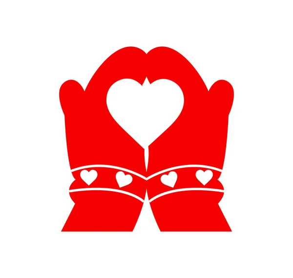 Варежки Сердечками Держащие Сердце — стоковый вектор