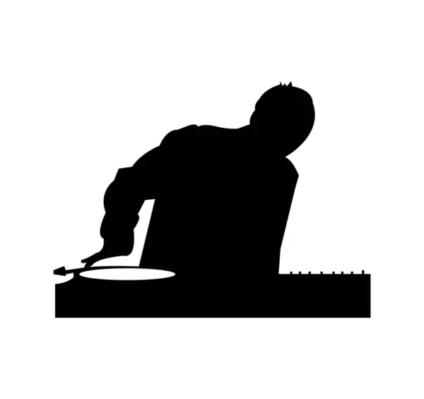 Schwarze Silhouette Eines Djs — Stockvektor