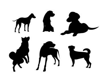 köpek siluetleri kümesi