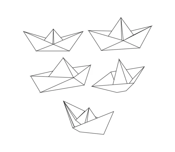 Origami Χάρτινες Βάρκες Λευκό — Διανυσματικό Αρχείο