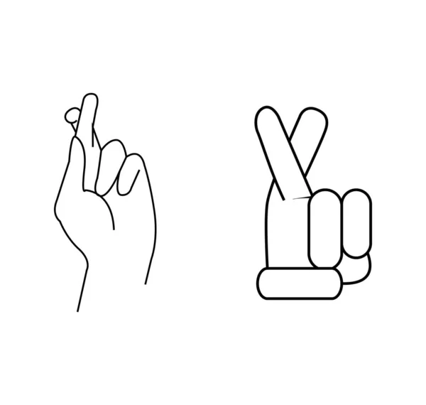 Руки Пальці Показують Удачу Білому — стоковий вектор