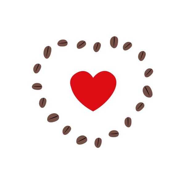 Hjärta Och Kaffebönor Bakgrund — Stock vektor