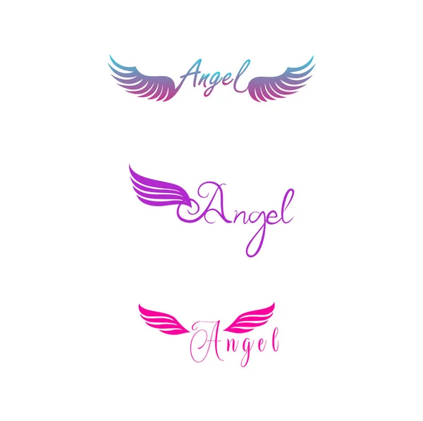 Angel Wings Logo White — Vetor de Stock