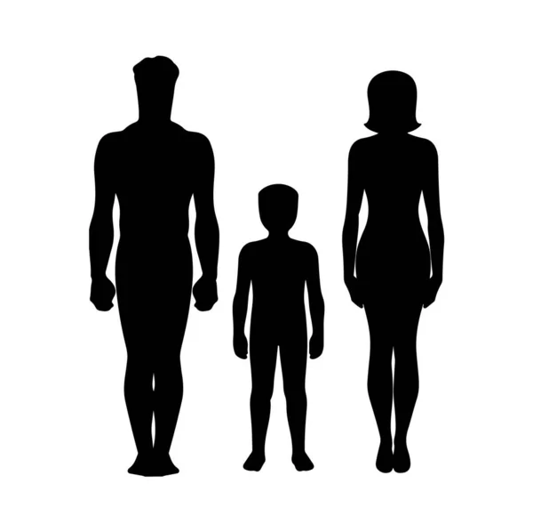 Silhouette Nera Una Famiglia — Vettoriale Stock