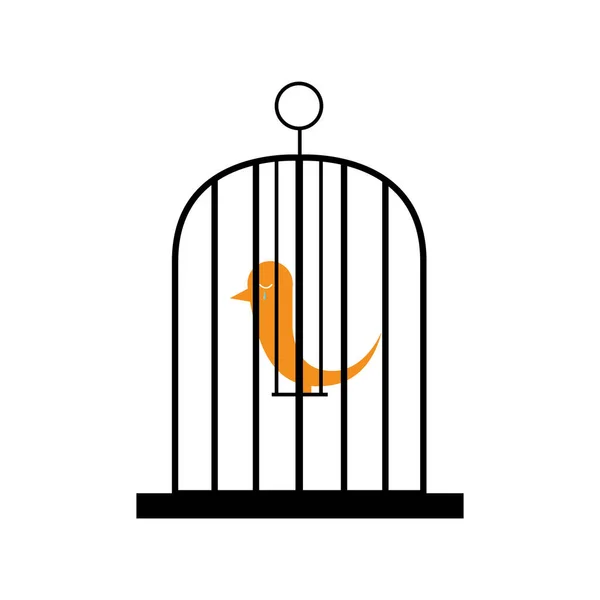 Sad Bird Cage — Stock Vector