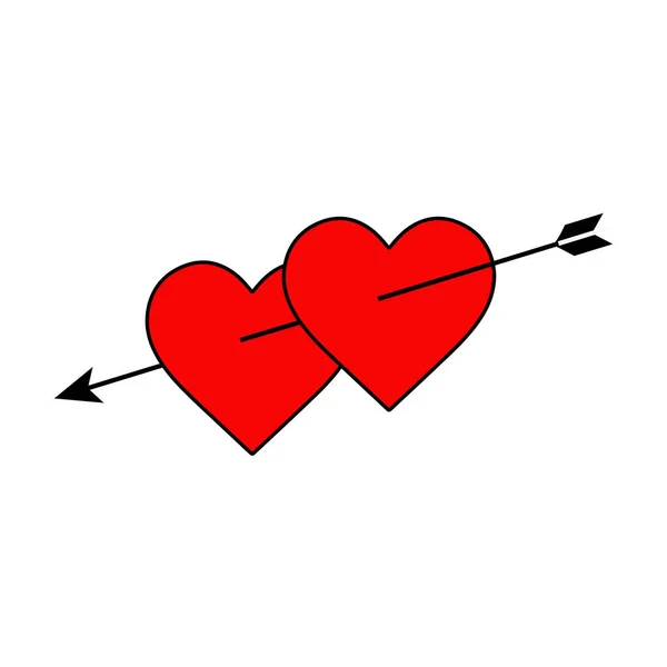 Два Серця Зняті Піктограмою Стрілками Ізольовані Білому Тлі — стоковий вектор