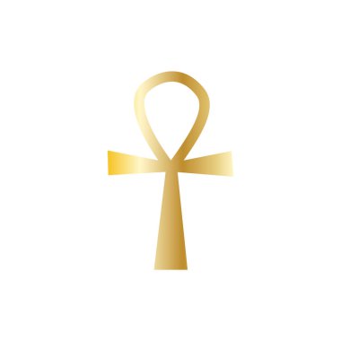 Altın ankh beyaz üzerine izole