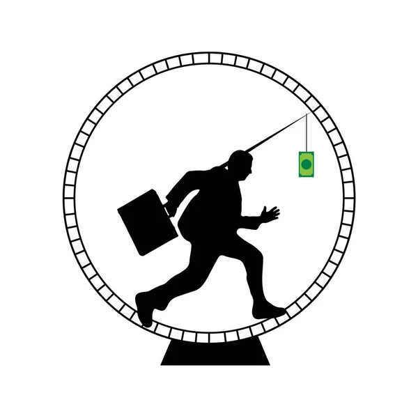 Businessman Chasing Money Hamster Wheel — Stock vektor