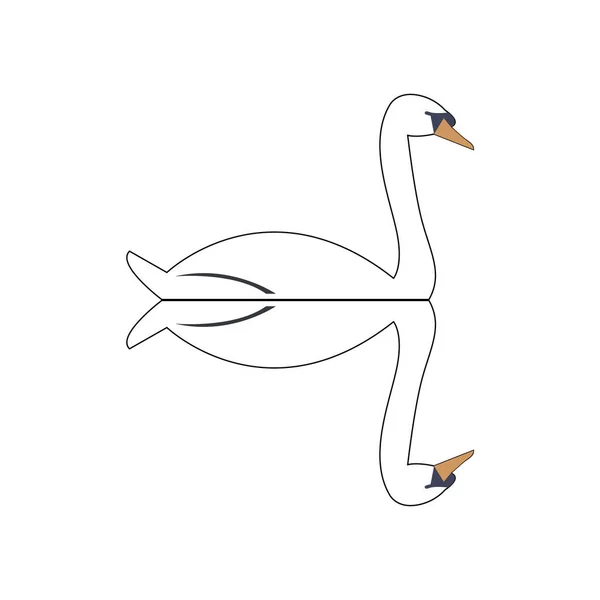 White Swan Icon White — Vetor de Stock