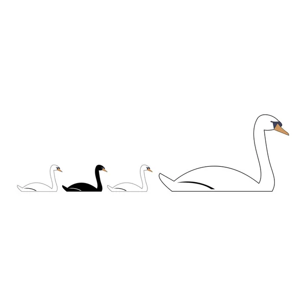 Mother Baby Swans — Stock vektor