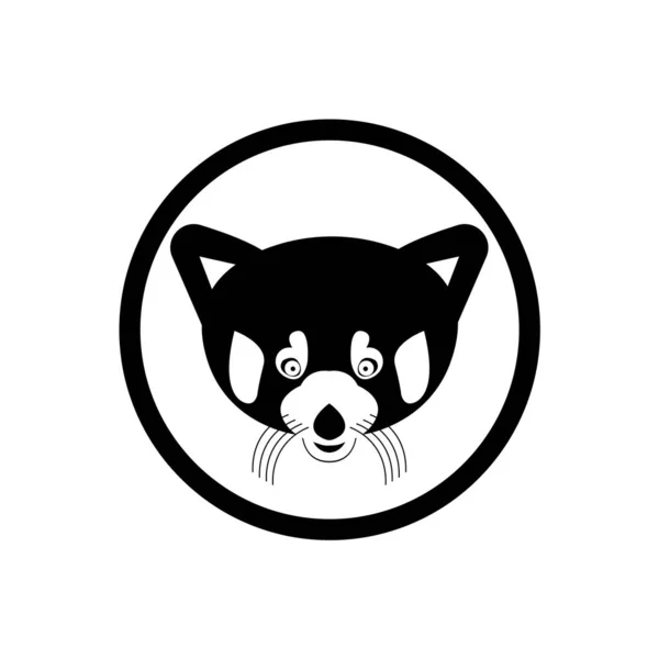 Red Panda Head Circle Icon White — Stockvector