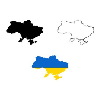 Ukraine map icons isolated on white