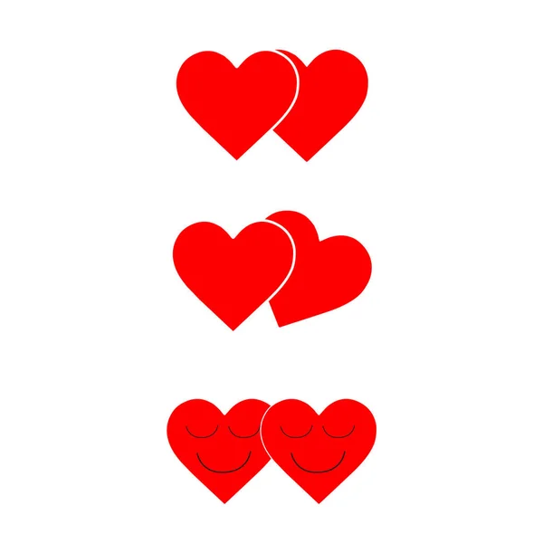 Κόκκινη Καρδιά Εικονίδια Που Απομονώνονται Λευκό Φόντο — Διανυσματικό Αρχείο